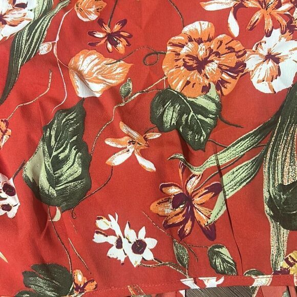 NWT American Rag Womens Coral Cie Floral Tie Front Long‎ Sleeve Crop Top Small - Picture 7 of 8